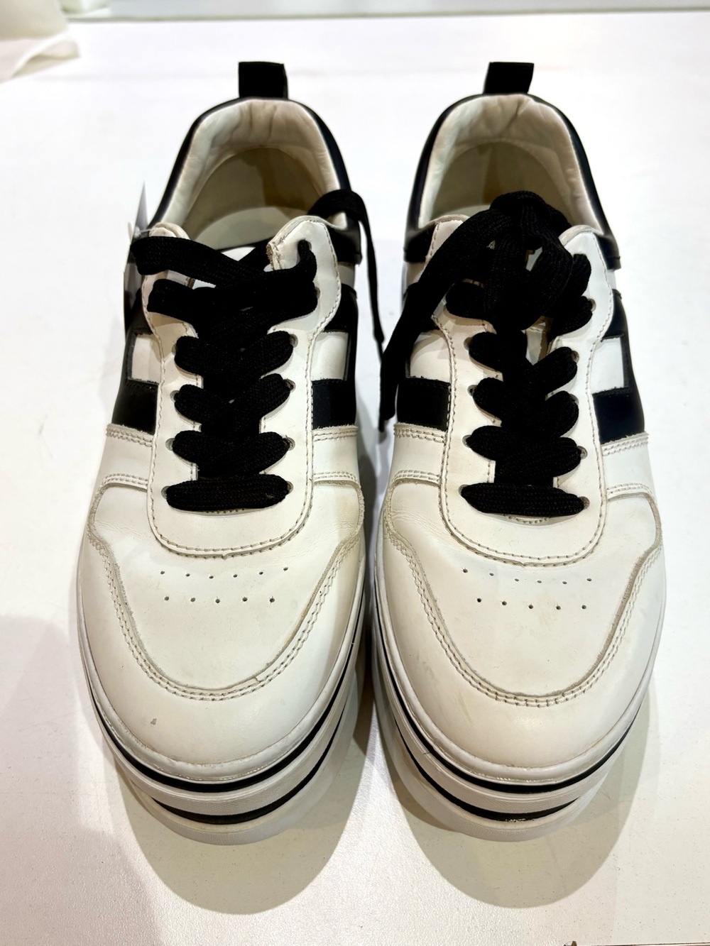 Hogan Women's White and Black Lace-Up Sneakers